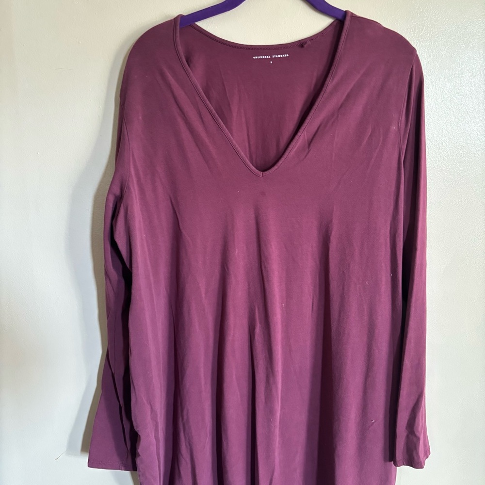 Universal Standard Long Sleeve V-Neck Geneva Dress in Burgundy Sz S (16/18)